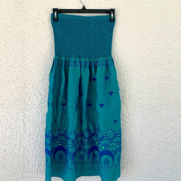 Anthropology Lapis stretchy tube dress  or cover up with sequins ONE SIZE - Picture 1 of 10